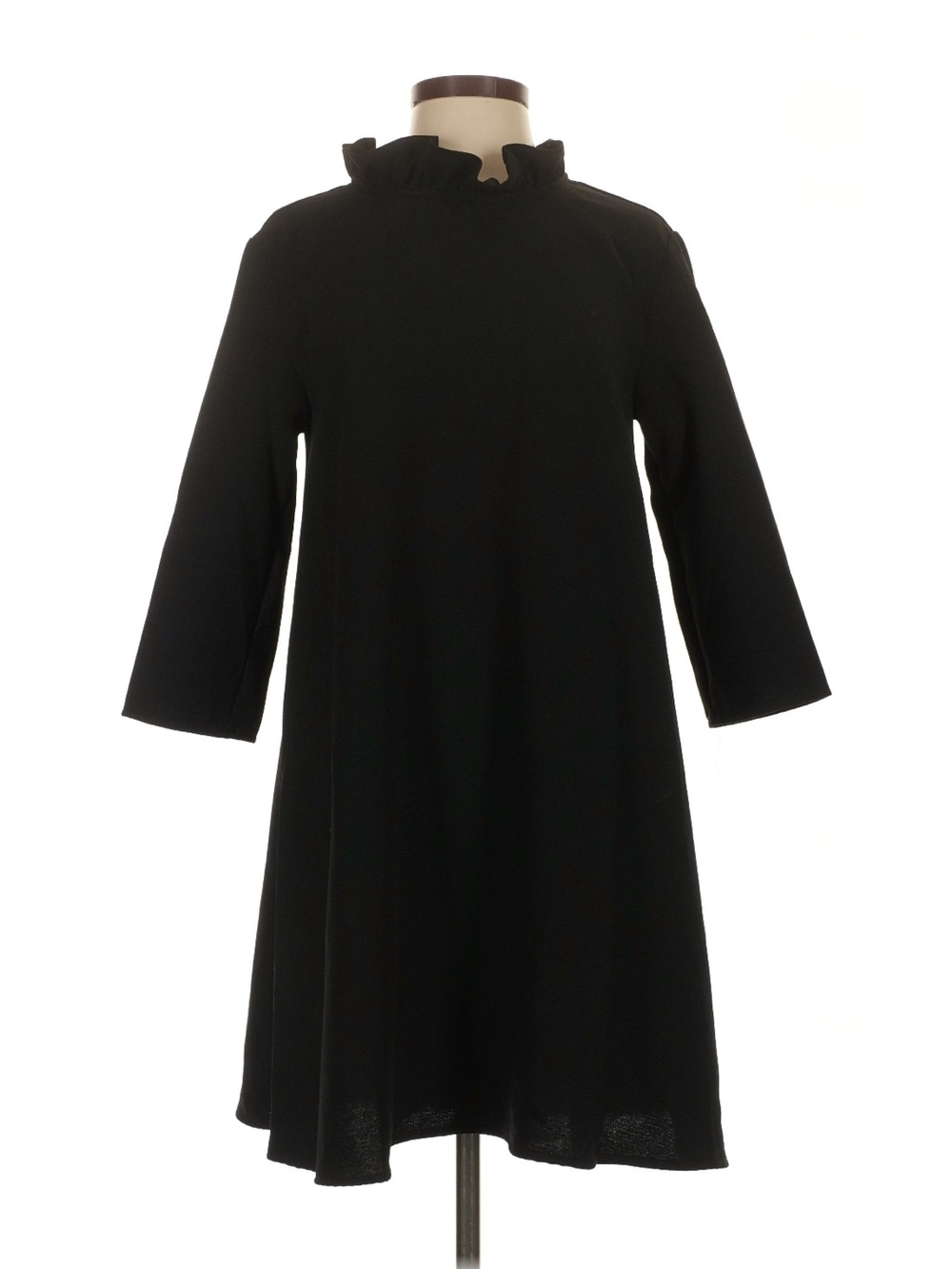 Pomander Place Black Long-Sleeve Ruffle Collar Dress